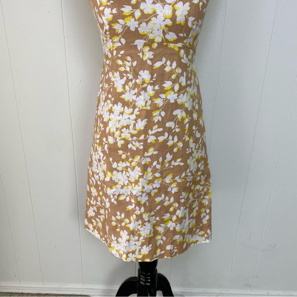 Draper James Brown White Yellow Floral Sleeveless Mini Dress size 0 - Picture 4 of 10